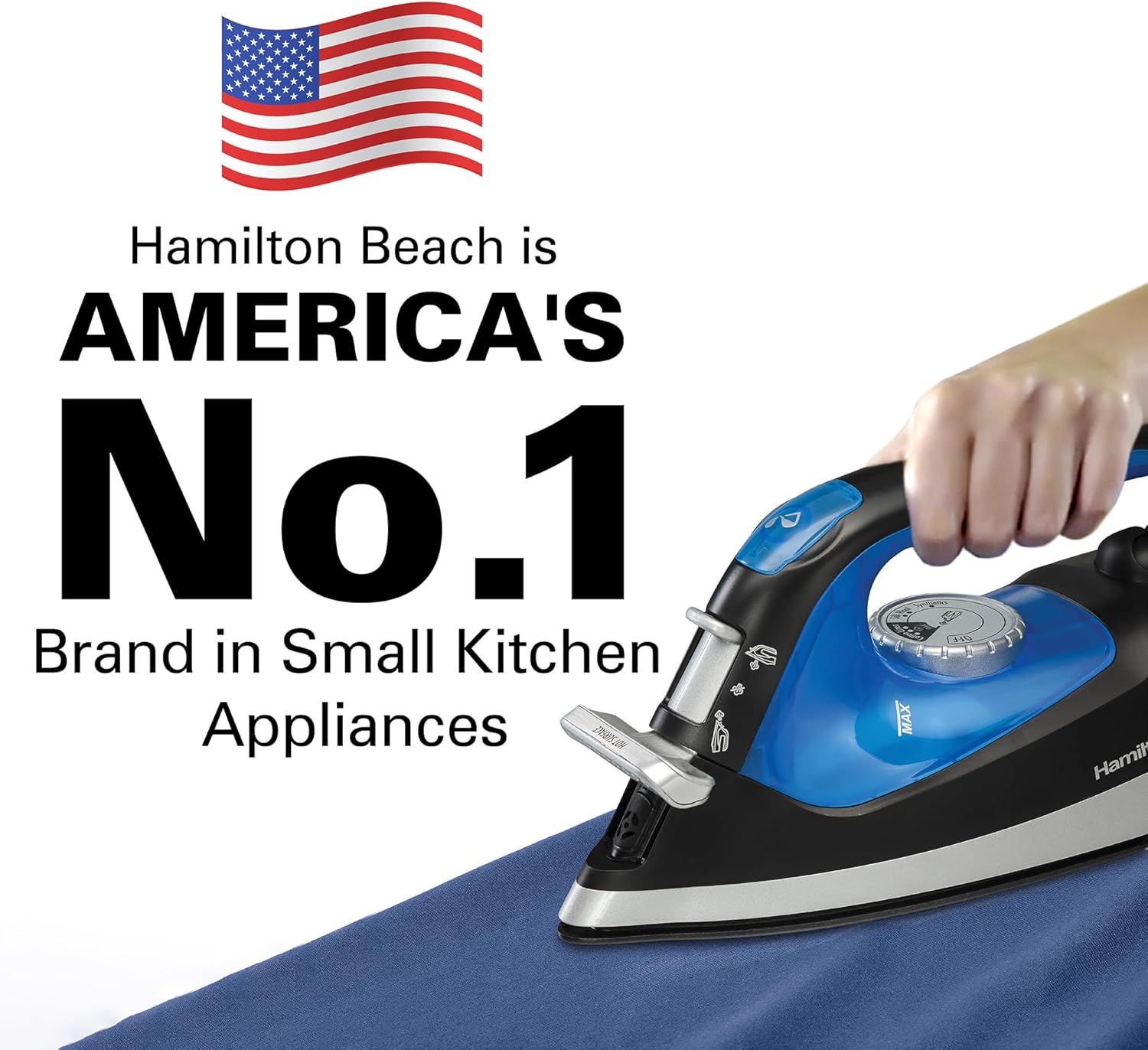 Hamilton Beach Power Elite Wave Action Blender For Shakes and Smoothies, Puree, Crush Ice & 2-in-1 Iron & Garment Steamer for Clothes with Continuous Steam Nozzle 5 Temperature