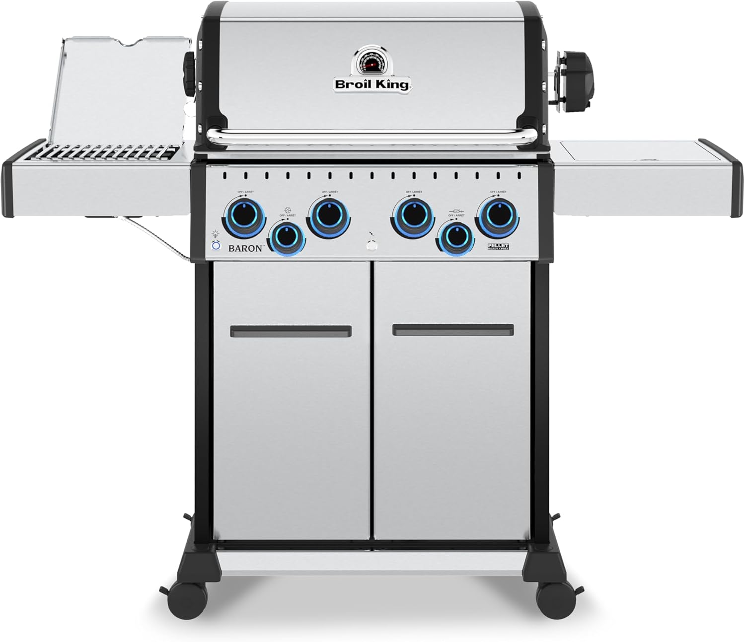 Broil King 677347 Baron S 490 Pro IR 4-Burner Natural Gas Grill in Stainless Steel with Infrared Side Burner and Rear Rotisserie Burner