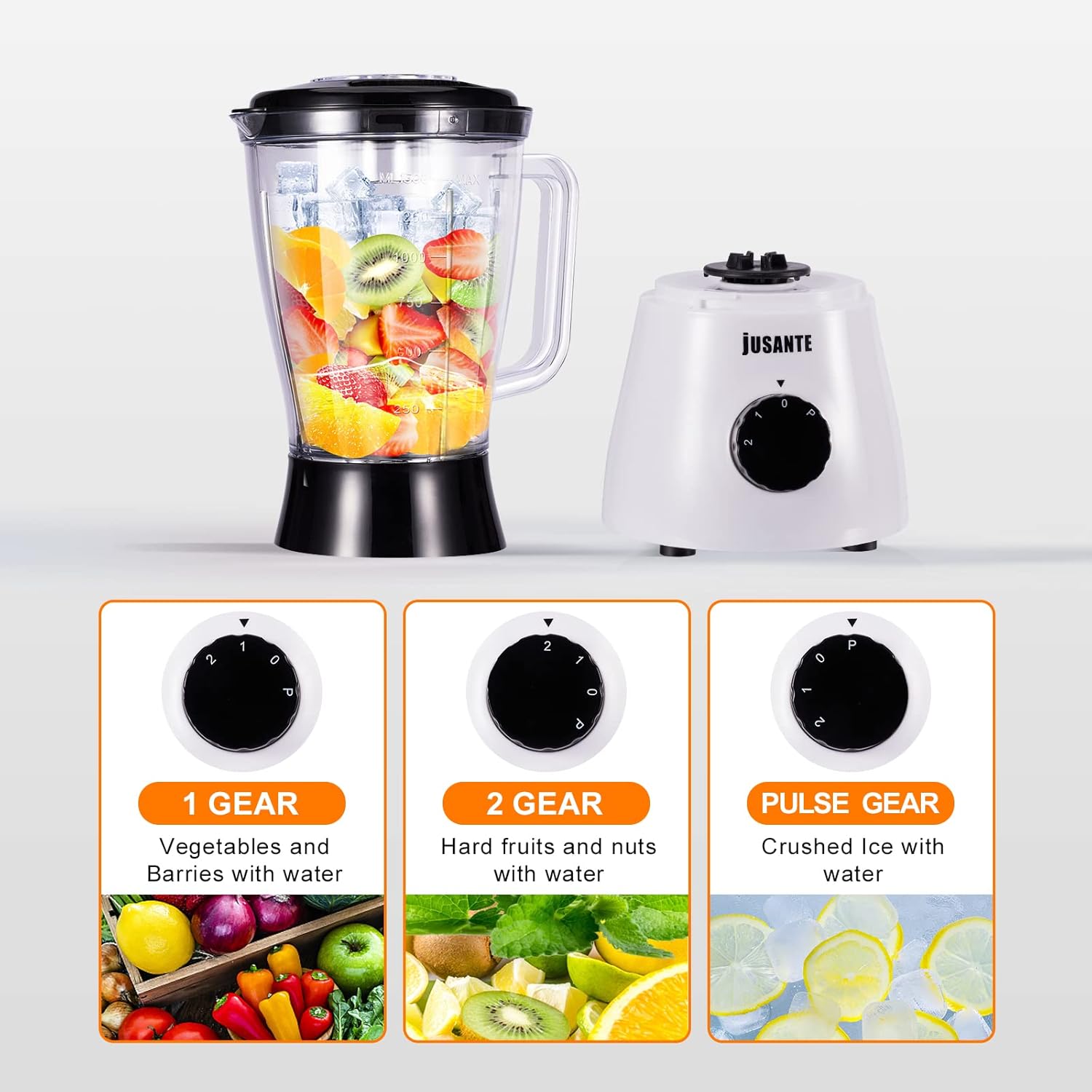 Blender for Smoothies, Small Blender with 500W Motor for Milkshake Desserts Nut Butter, Cocktails Sauces (White)