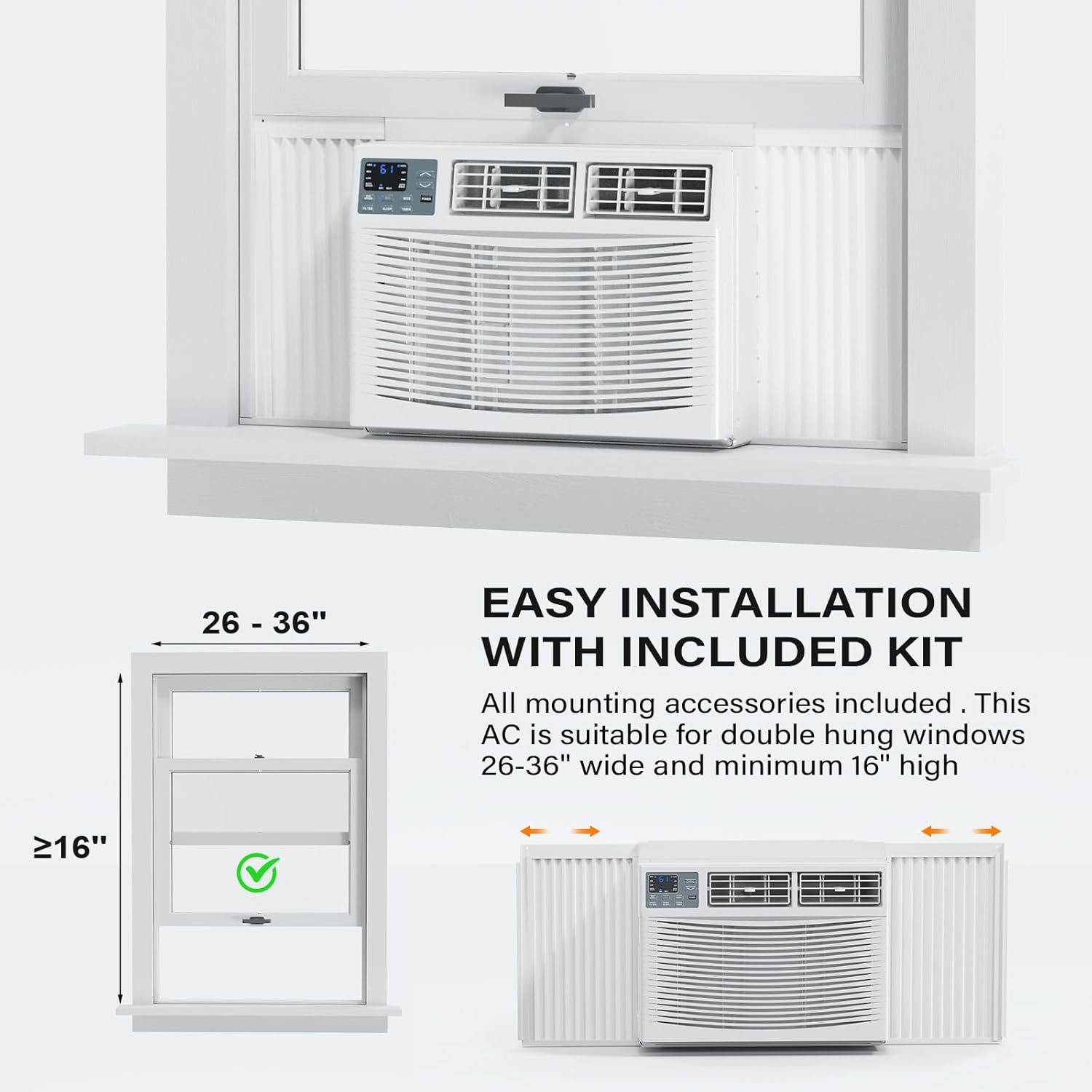 ROVSUN 12000 BTU Window Air Conditioner with Heat, Window AC Unit & Heater Combo with APP & Voice Smart Control, Timer Function & Easy Installation Kit, Work with Alexa/Google Assistant, 208/230V