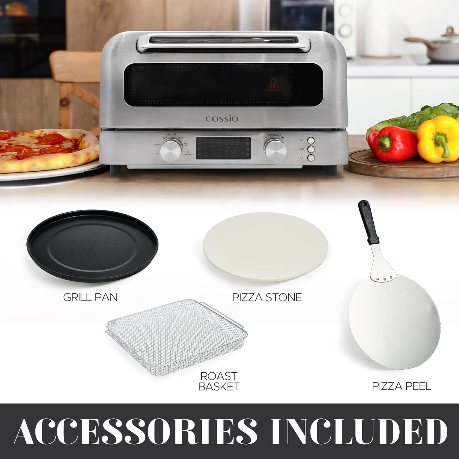 Cassia Countertop Electric Air Fryer Pizza Oven, 12