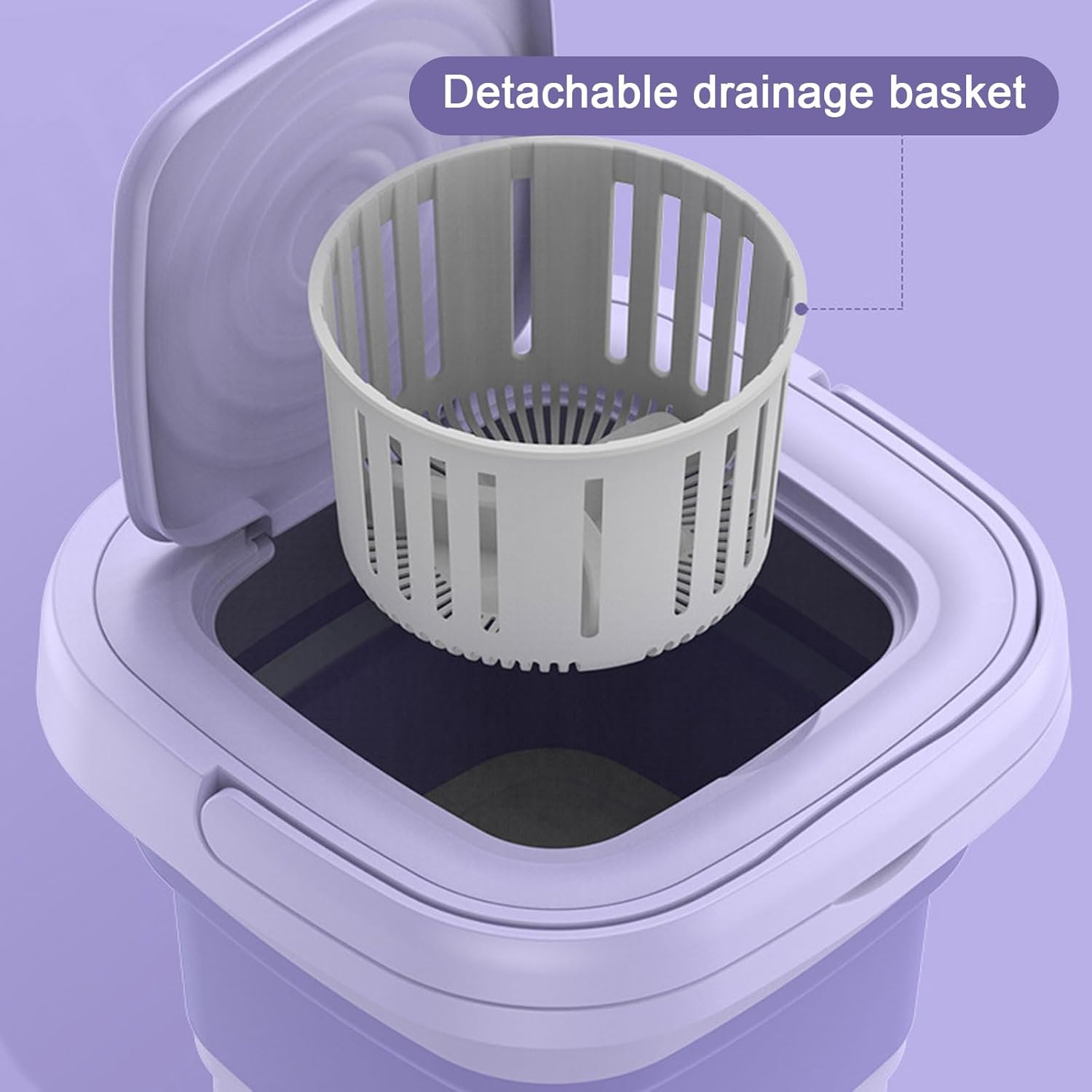 Generic Portable Washer and Dryer Combo, 8L Purple Mini Folding Washer, Top Load, Highly Efficient (Water, Energy), Small Portable Washing Machine for Apartments, Dorms, RV, Travel Laundry