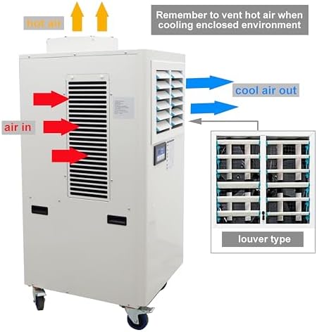 TECHTONGDA Spot Air Conditioner Mobile Cooler Outdoor Indoor Aircon 3800m³/h with Air Vent Louver 220V