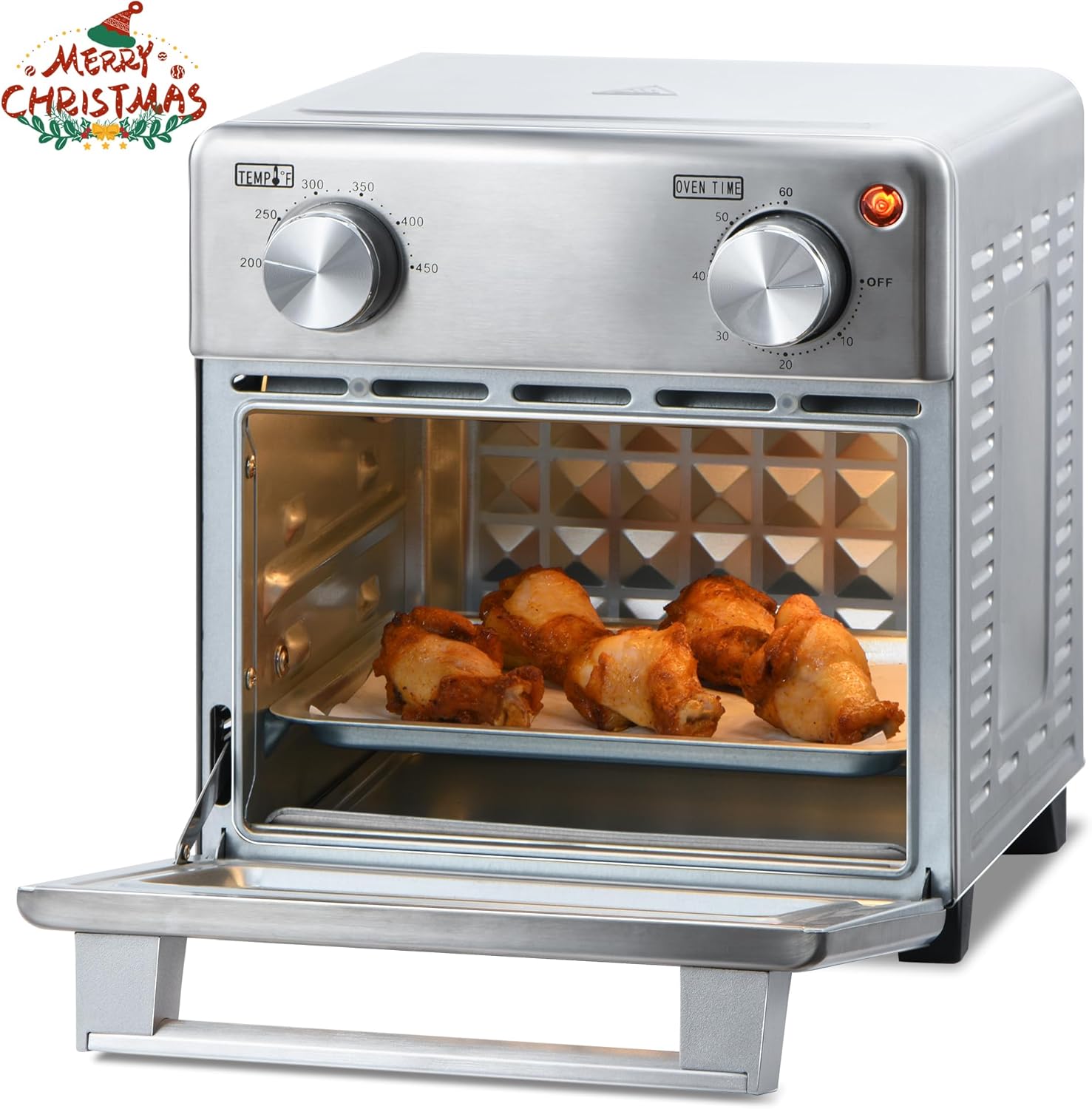 8.5QT 5-in-1 Toaster Oven Air Fryer Combo, Stainless Steel, Fast Preheat, Ideal for Small Spaces, Travel & Family, Healthy Cooking Included