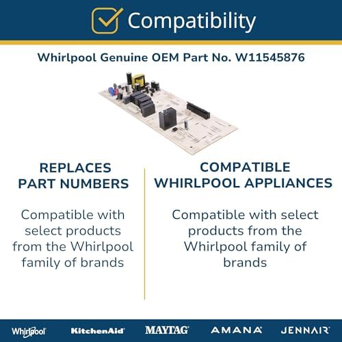 Whirlpool W11545876 OEM Microwave User Interface Control Board, Multicolor