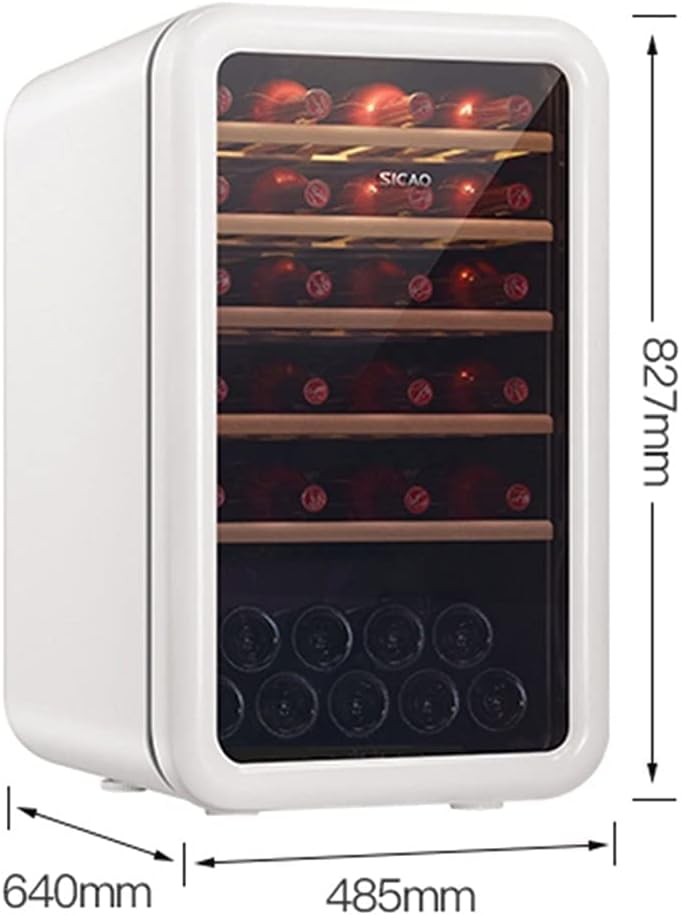 35-Bottle Wine Cooler, Home Independent Wine Cellar, Digital Display Constant Temperature Wine Cooler, Retro Refrigerator, Beverage Ice Bar, 48.5*64*82.7cm, White