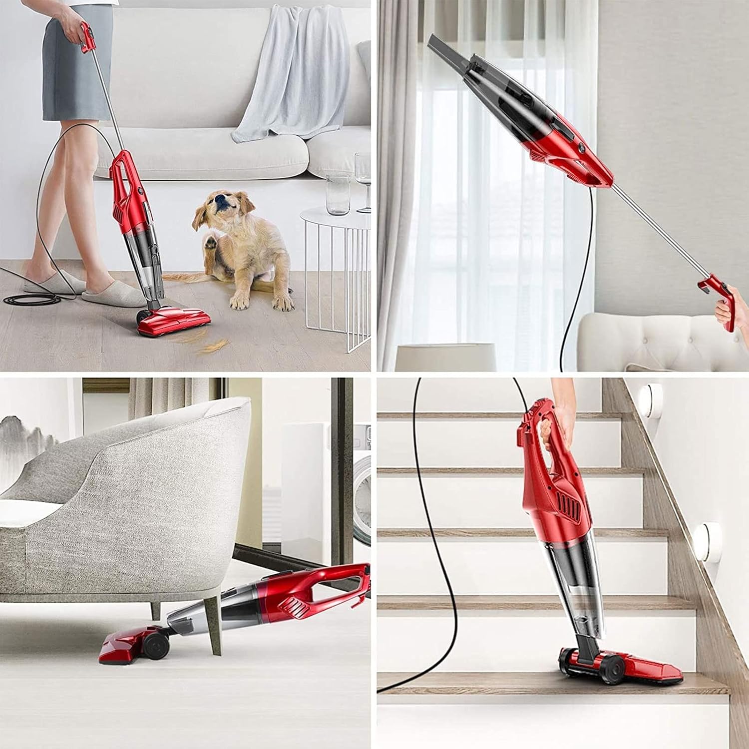 Hand Held Vacuum, Cord Vacuum Cleaner Powerful Suction with Foldable Design Washable Filter Light Weight Quiet for Pet/Home (Size : EU)