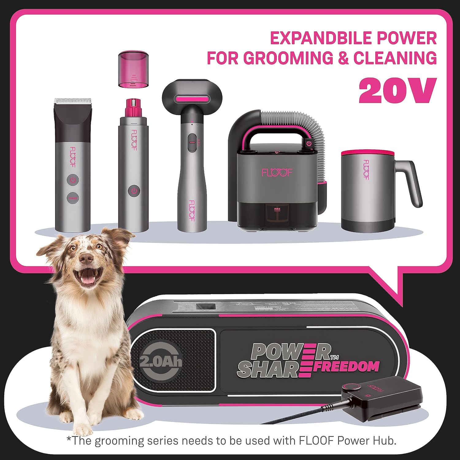 FLOOF Hand Cordless Retractable, 17000 Pa Pet Hair 2-Speed, Compact and Portable Vacuum for Car, Cube Vac, 20V Powershare Freedom (Battery and Charger Included), Gray