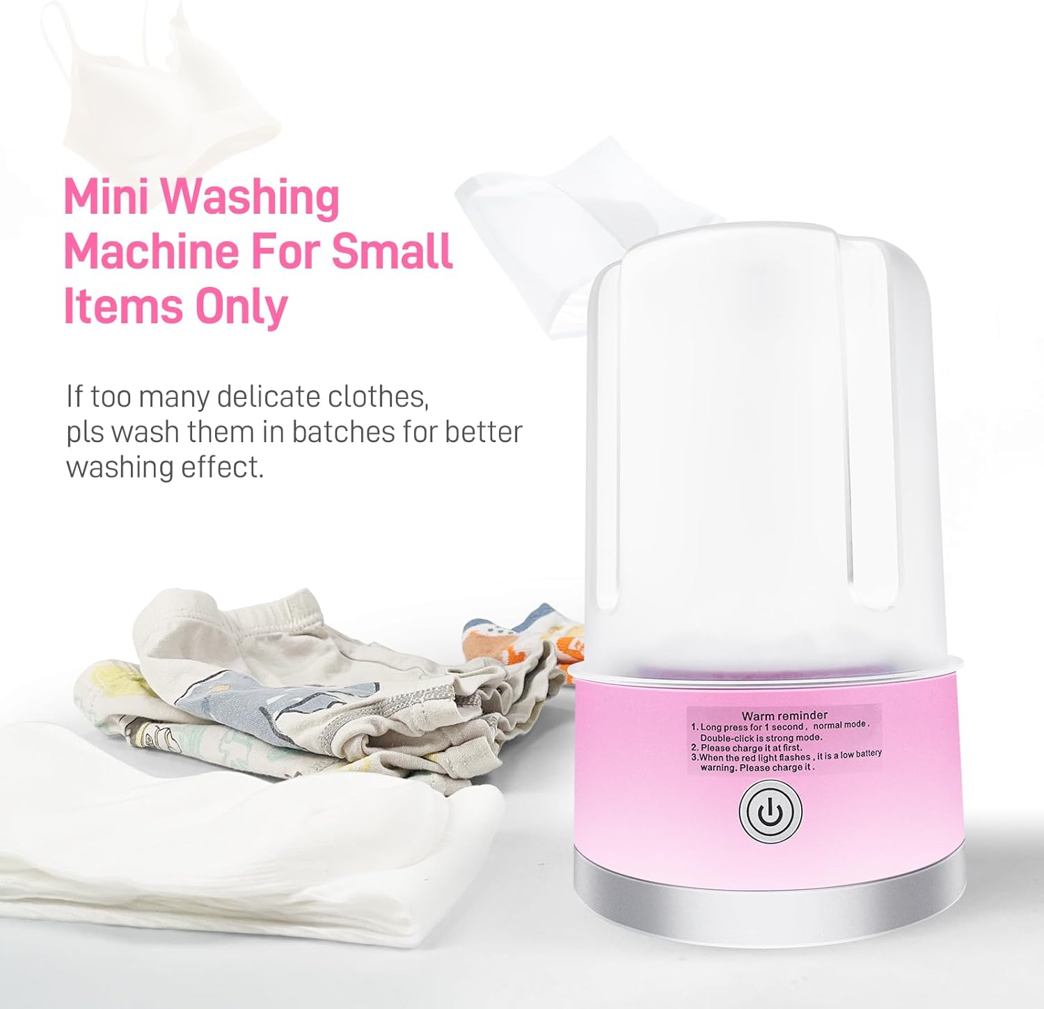 Portable Mini Washing Machine | Compact Deep Cleans Underwear, Baby Clothes, Small Laundry | Lightweight for Apartment, Dorm, Hotel, Travel & Camping | Quiet Energy-Efficient (Pink)