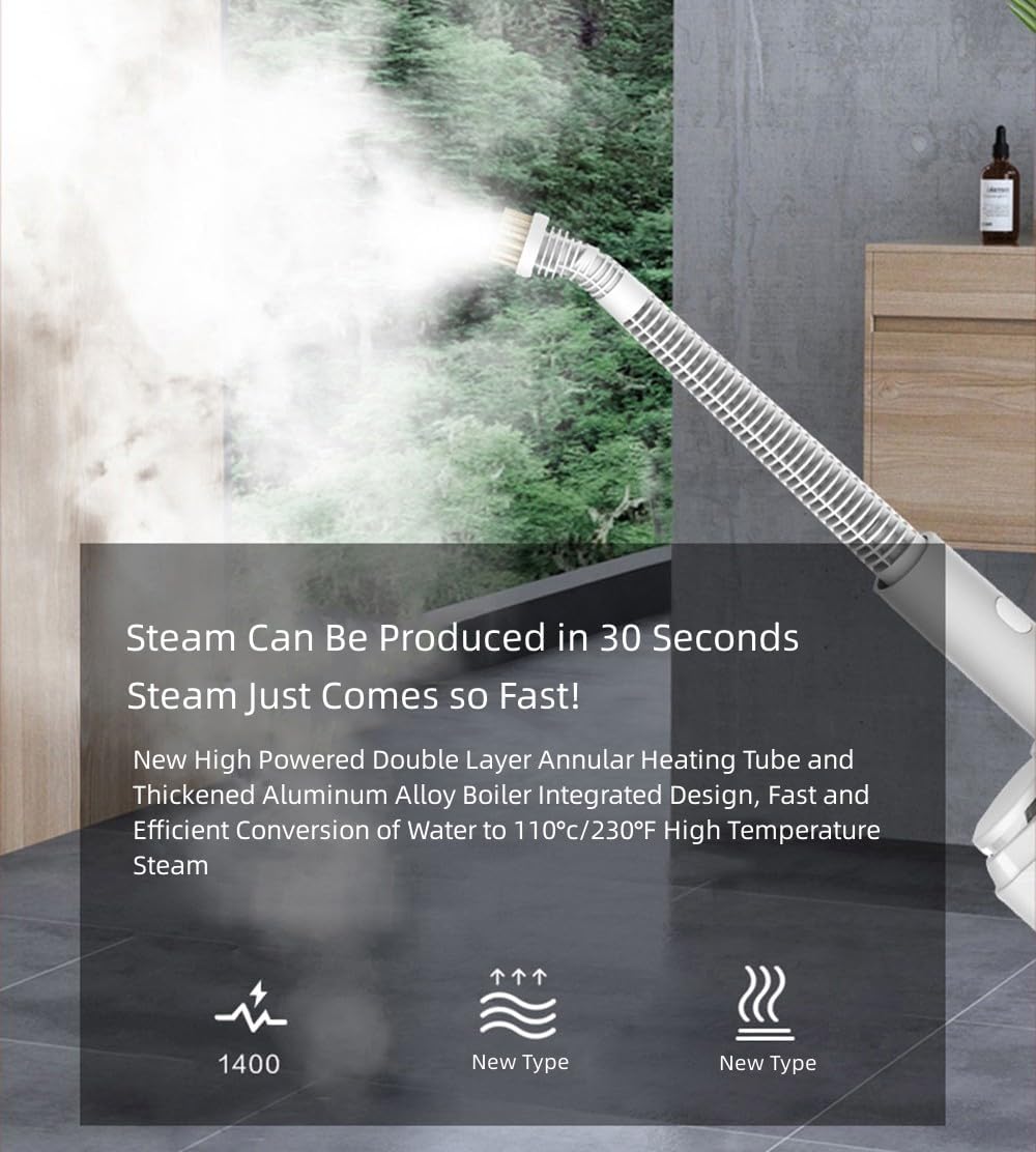 Steam Mop Cleaner for Home, High Temperature Steam Cleaner Machine Steam Mop Steam Iron All in One, Whole House Steam Floor Cleaner with 5 Brush Heads, Steam Mop for All Floors Kitchen (Grey)