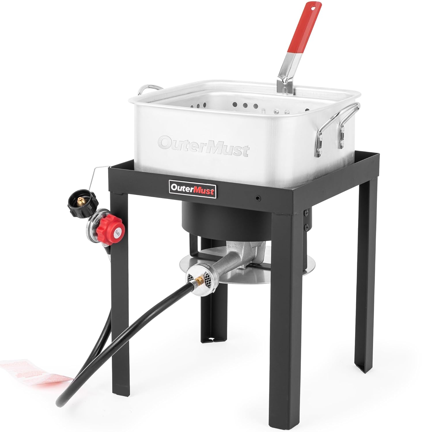 Outdoor Fish Fryer, 12 Qt. Outdoor Fryer Pot and Inner Basket with Gas Burner for Outdoor Cooking, Ideal for Frying Fish, Chicken Wings, French Fries, 50,000 BTU