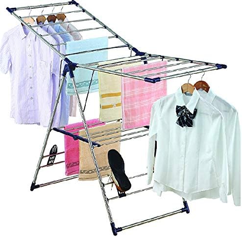 EZHOME Large Foldaway Laundry Rack, Heavy Duty, Collapsible, Space-Saving Storage, Stainless Steel, Indoor/Outdoor