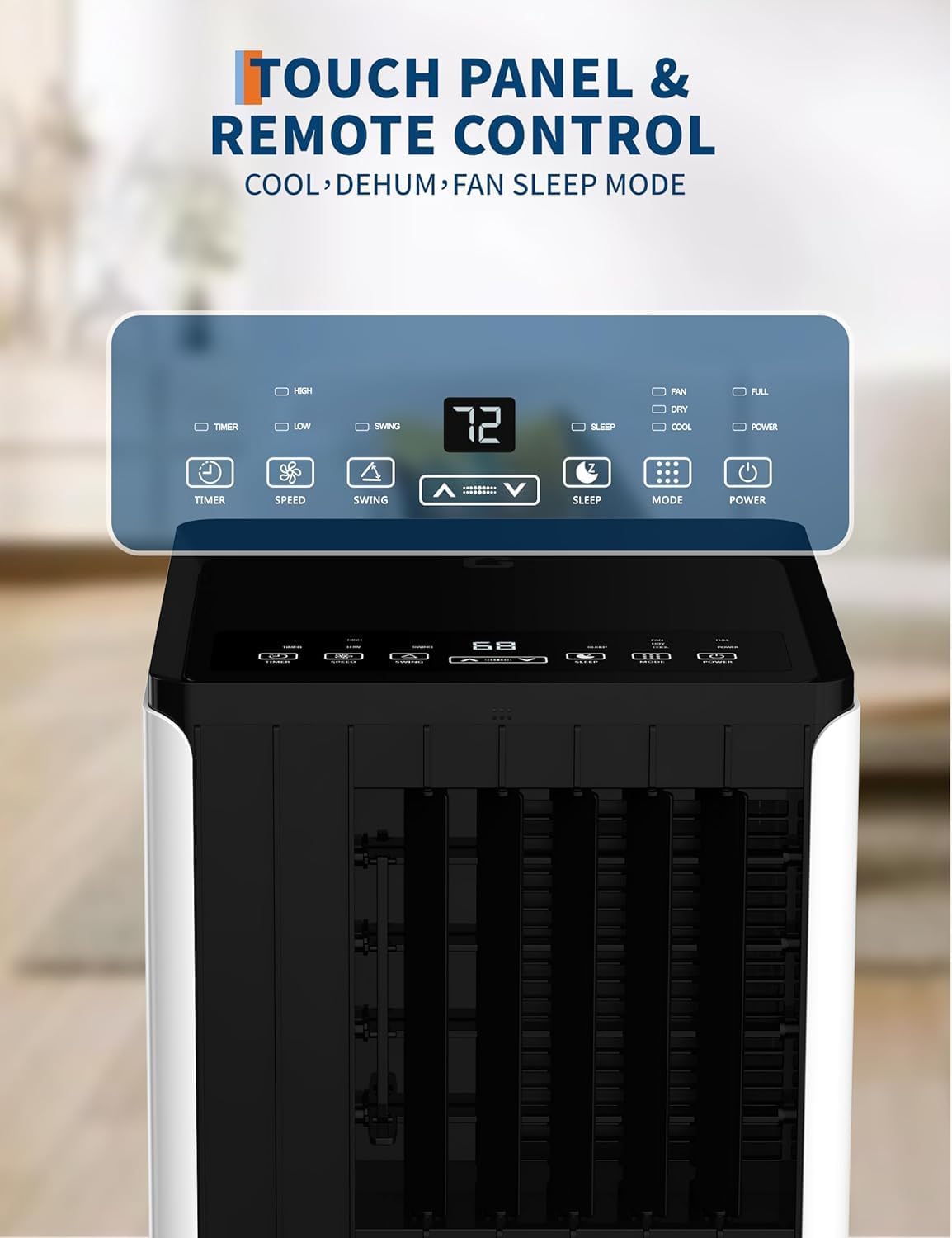 8,000 BTU Portable Air Conditioners, 4-in-1 Portable AC Unit Up to 350 Sq.Ft, 4 Modes Quiet Air Conditioner Auto Swing, 3 Speeds & 24H Timer – Smart/Sleep Mode for Energy-Efficient Comfort