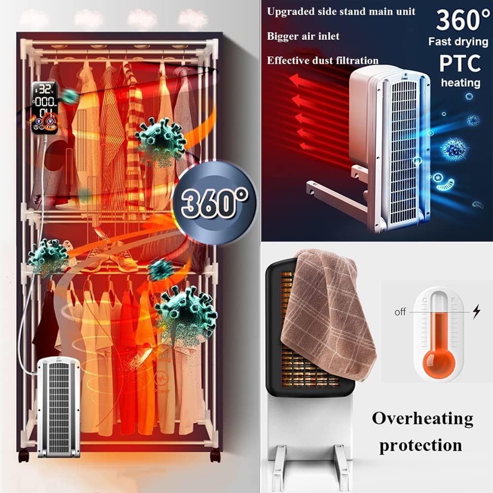 Clothes Airer 1600W 1.7 Meters Portable Electric Clothes Dryer， 3-Tier Folding Electric Laundry Drying Rack，40KG Large Capacity， Saving Heated Clothes Airer for,