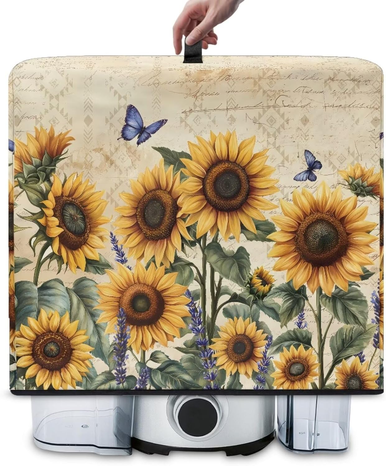 Sunflower Washable Juicer Covers with Top Handle Foldable Dustproof Reusable Home Accessory Decor Blender Dust Cover Suitable for Households