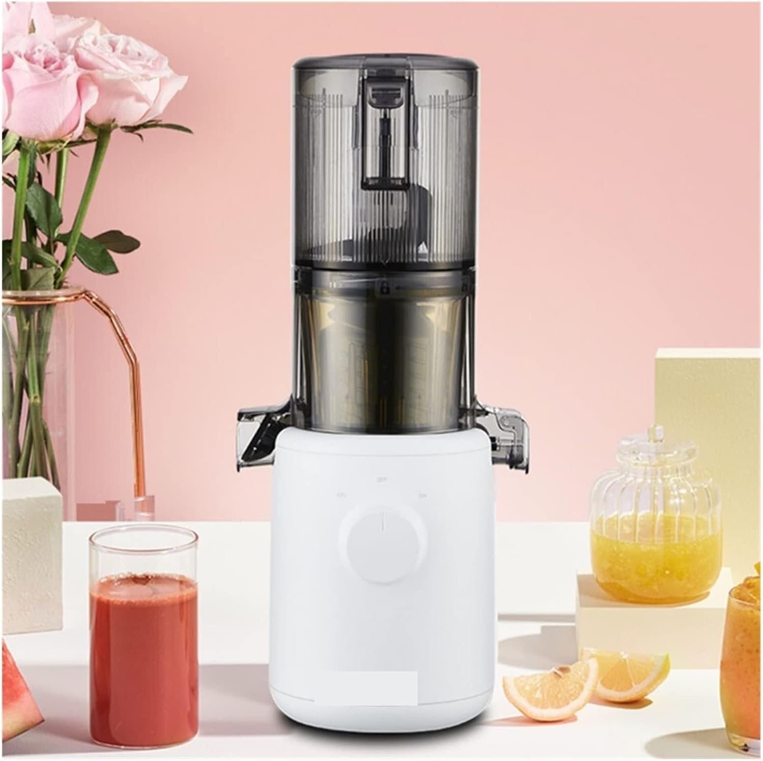 Small Mini Juice Machine Portable Juicer Extractor with Net Juice Dregs Separation Compact Blender (Blue, Size E)(White,AU)