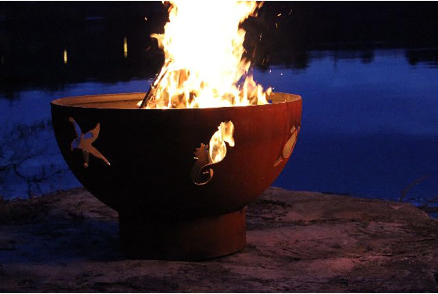 Sea Creatures Match Lit Fire Pit with Stainless Steel Burner - LP