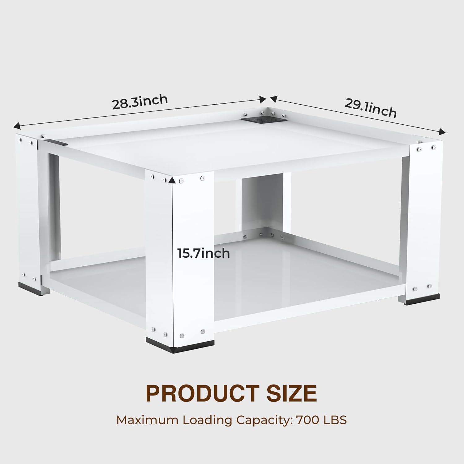 YAFF Laundry Pedestal for Washer and Dryer - Fit 27 and 28 Inch Washer and Dryer Stand Heavy Duty Steel 700 lbs Capacity Universal Washing Machine Raiser 15.7'' Height White