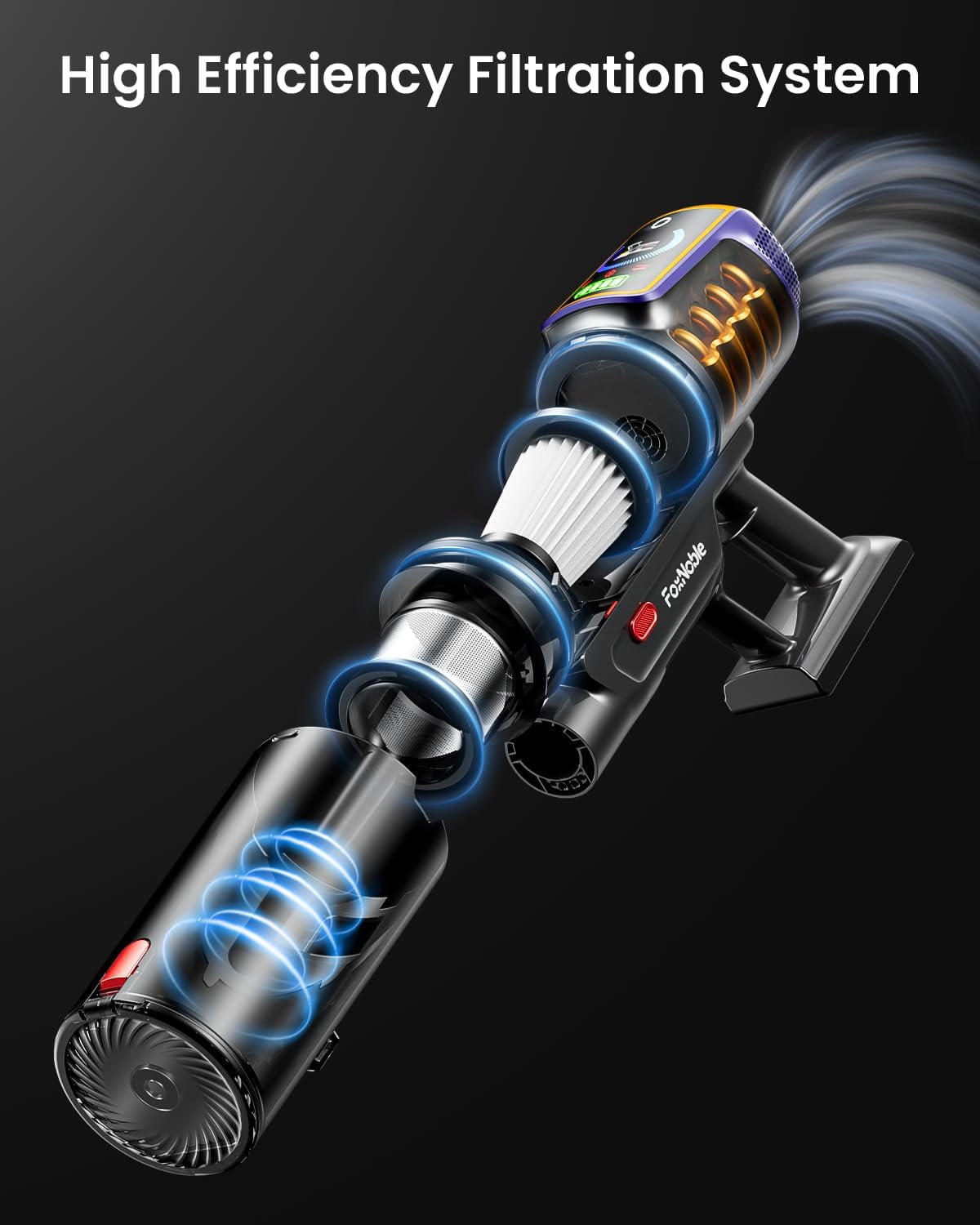 Cordless Vacuum Cleaner,55KPa 650W 65Mins Vacuum Cleaners for Home,Stick Vacuum with LED Display Anti tangle Brush and Self Standing Design,Vacuum Cleaner for Hardwood Floors,Carpet,Pet Hair,Car