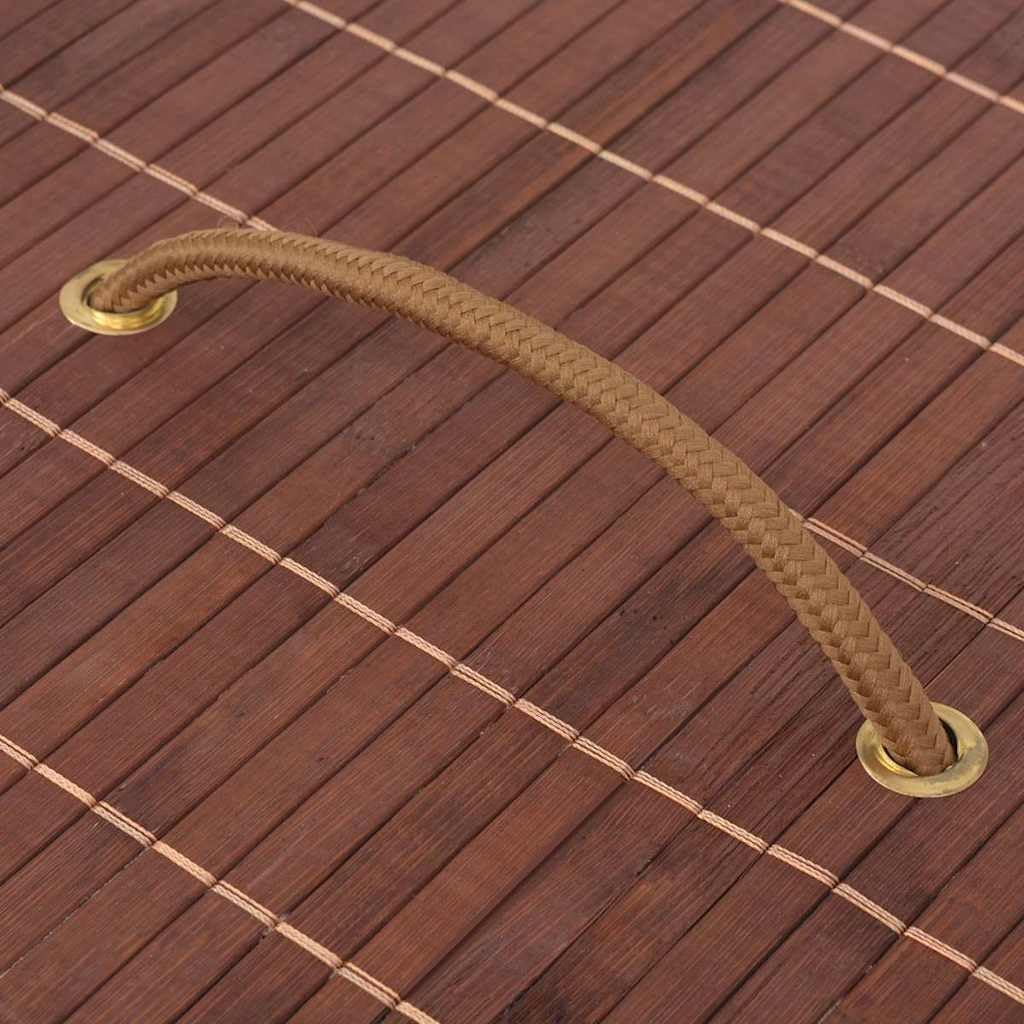 Bamboo Laundry Bin Oval Brown with Removable Polyester Liner, Foldable Storage Basket for Clothes and Household Organization, 1 Piece