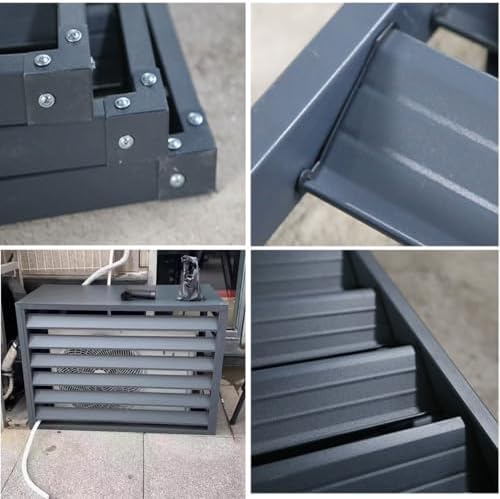 Air Conditioner Cover Aluminum Louvered Frame Flower Shelf Decorative Balcony, For Outside Units Hide Heat Pumps Shelf Plant Storage Weather Resistant(110*80*60cm)