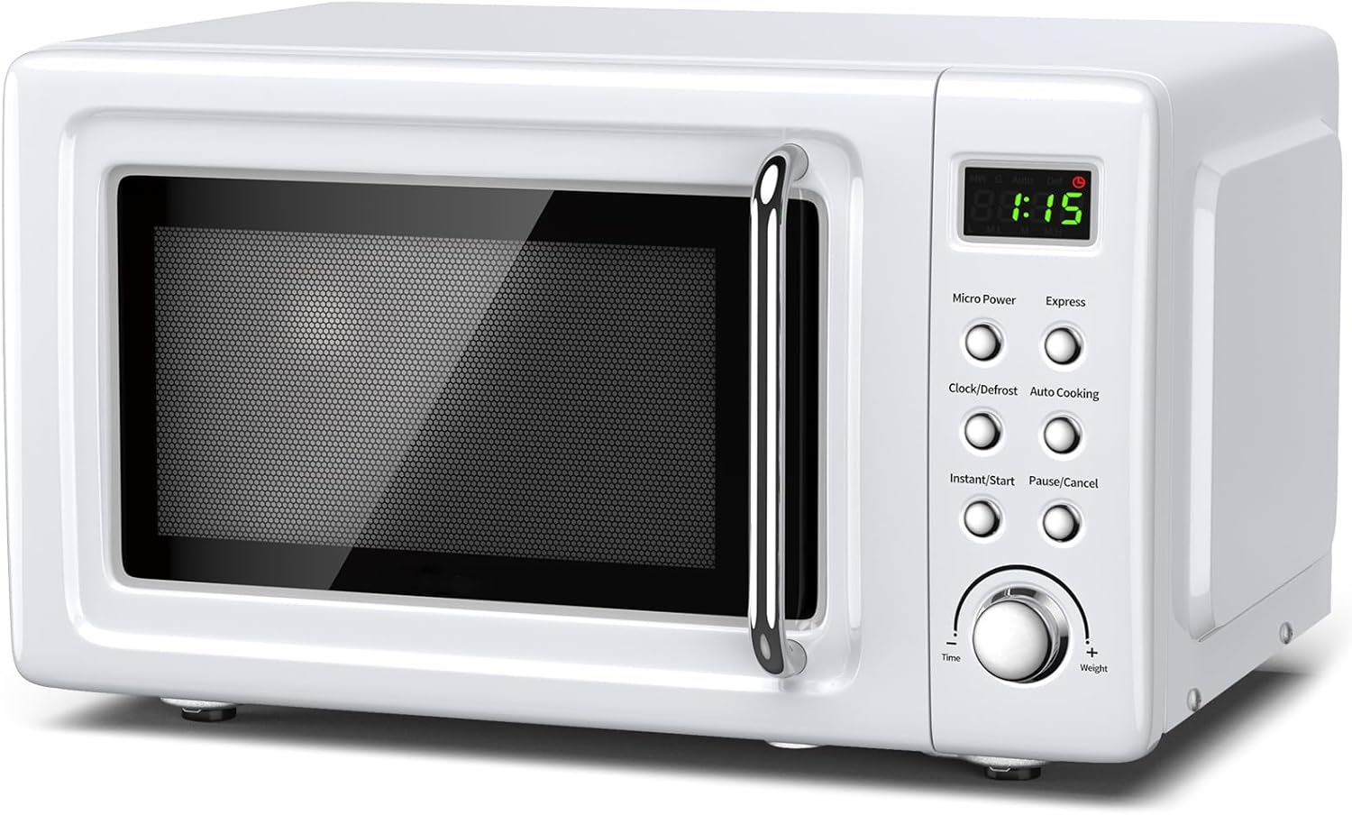 Moccha Retro Microwave, 0.7Cu.ft Compact Microwave, 700-Watt Countertop Microwave Ovens w/5 Micro Power, Delayed Start Function, LED Display, Child Lock, Small Microwave (White)