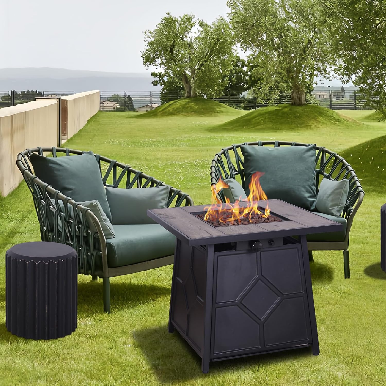 40,000 BTU Steel Propane Gas Fire Pit Table with Steel lid, Weather Cover