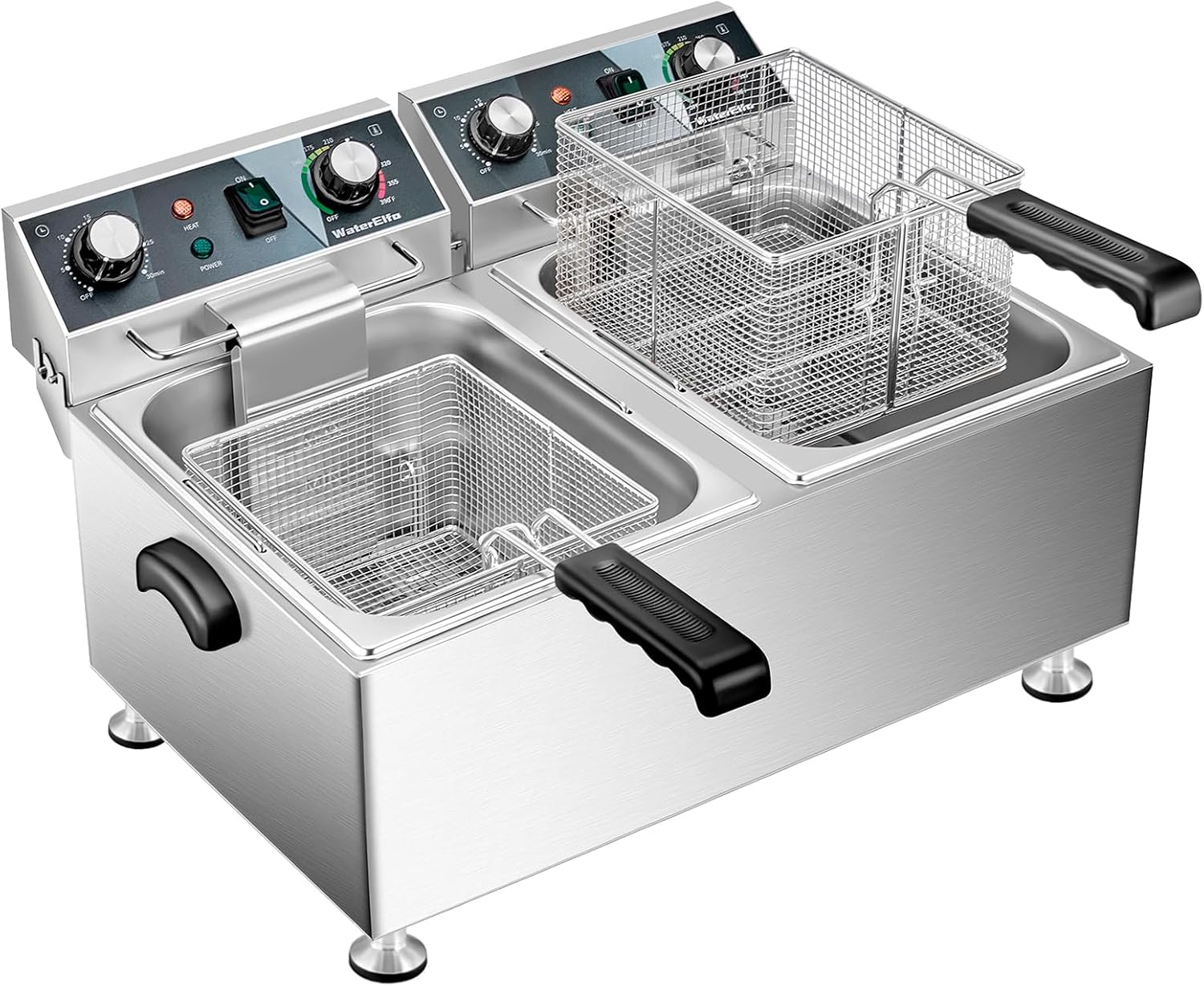 Deep Fryer Commercial Deep Fryers With Basket13Lx2 13.7Qt x 2 Thicken With Precise Temperature Control Timer Double Deep Fryer With 2 Baskets1800Wattsx2 120V Countertop Fryer Restaurant