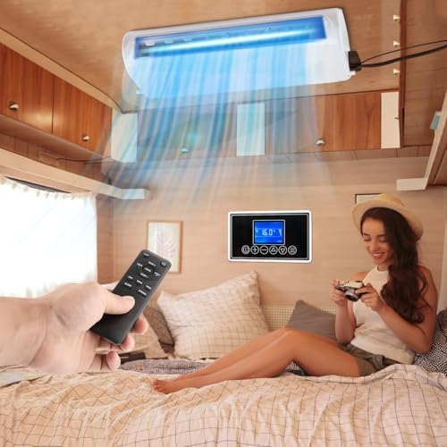 48V air conditioner, ultra-thin bottom RV AC unit/silent DC air conditioner, suitable for RVs, trucks, campers, trailers, construction vehicles, excavators, vans, etc (48V)
