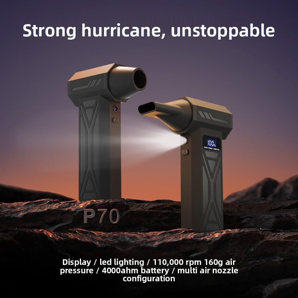 Portable Handheld Vacuum Cleaner, 110,000 RPM, 4 Speed Settings, LED Display, 4000mah Battery, 5 air nozzles, Used for car, Computer, Keyboard Cleaning