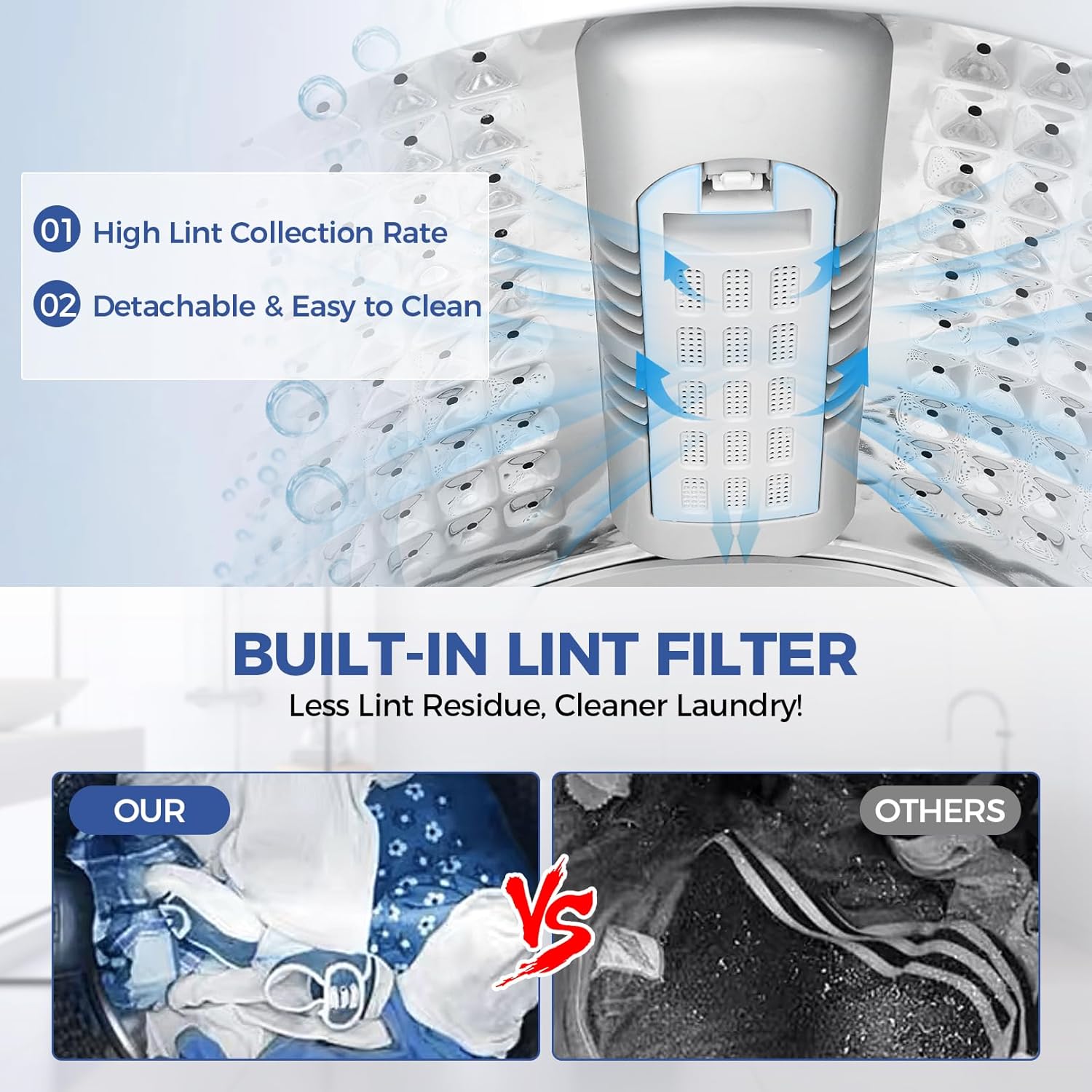 Nictemaw Portable Washing Machine, 20Lbs Capacity Full-Automatic Portable Washer Machine, 2.8Cu.ft Washer and Dryer Combo with Drain Pump, 10 Programs & 8 Water Levels for Apartment, Dorms, RV