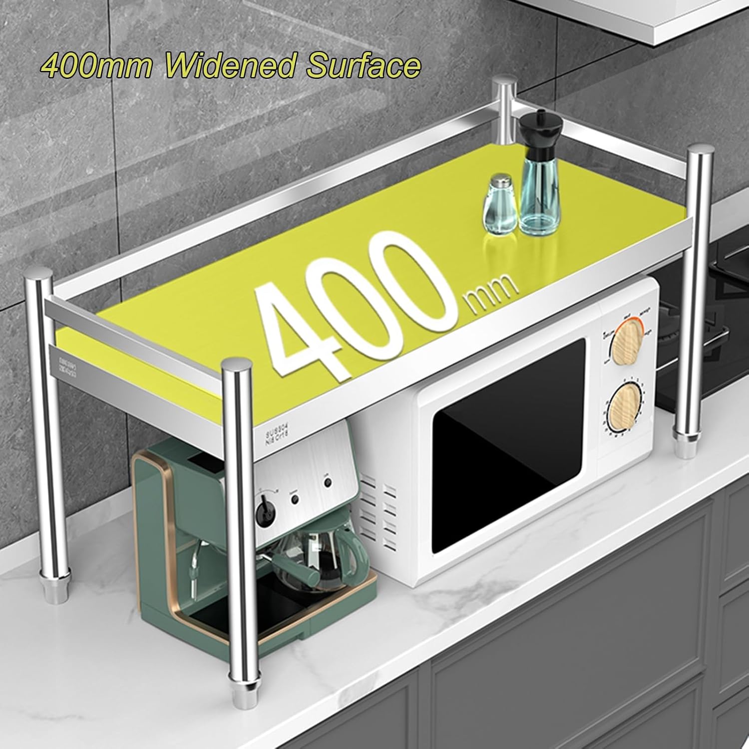 Stainless Steel Over Microwave Shelf, Commercial Countertop Metal Organizing Rack Microwave Stand for Restaurant, Bar, Utility Room, Kitchen and Garage