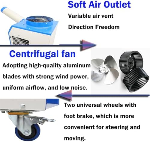 220V 1400W Industrial Air Conditioner 480m³/h Commercial Portable Industrial Spot Cooler Mobile Air Conditioner Single Column