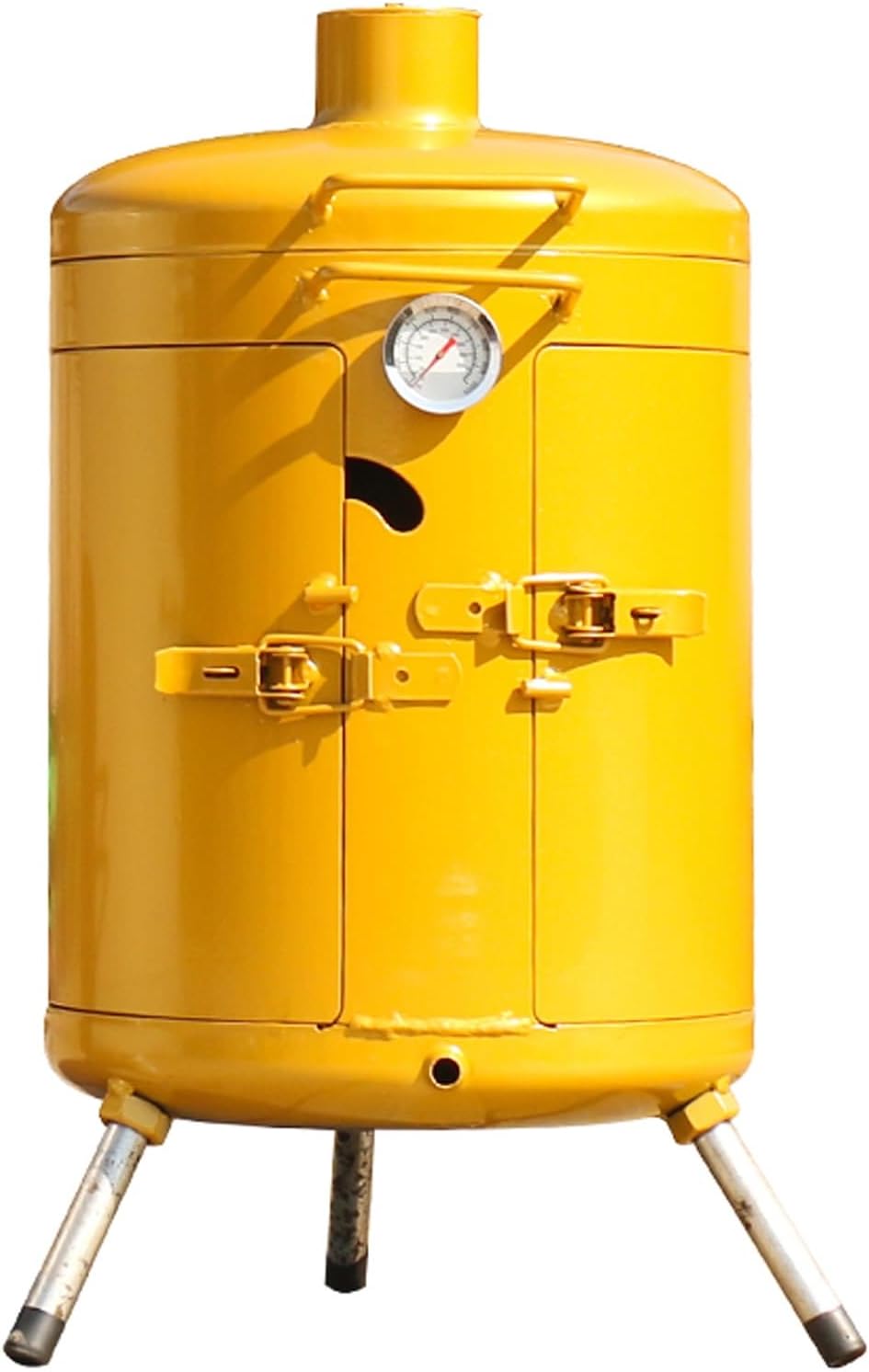 Standing Charcoal Heavy Duty 3-in-1 Barbecue Smoker Grill, Smokeless Barbecue Hanging Stove, BBQ Grill Set for Outdoor Picnic(Yellow)