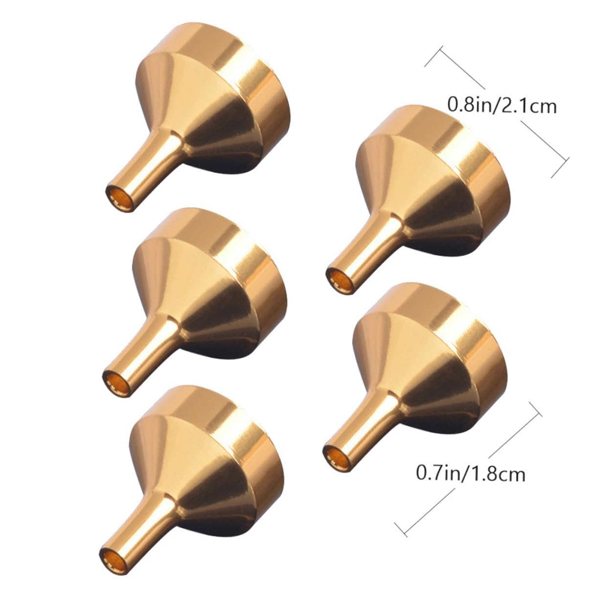 OUNONA 5pcs Mini Metal Funnels for Transferring Essential Oils and Perfumes Pouring Tools for Household and Kitchen Use