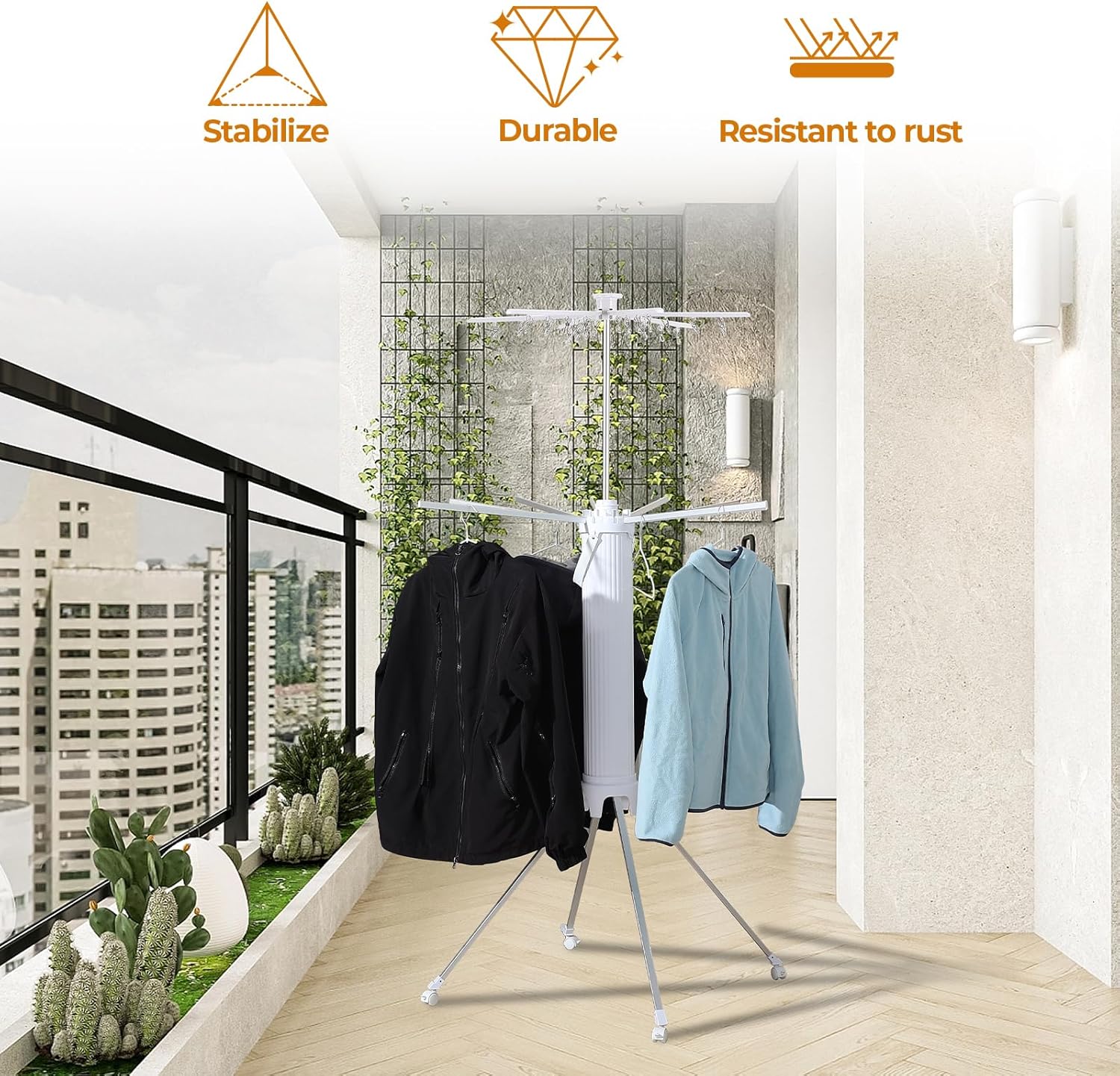 Dollate 4-Legged Clothes Drying Rack Foldable,2 Tier Portable and Collapsible Space Saving Laundry Drying Rack with 4 Pulleys,Aluminum Dry Rack for Clothes