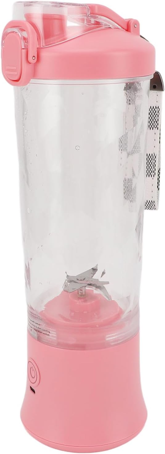 Portable Blender 600ml, Personal Juicer Cup, 150W High Speed 18000RPM, USB Rechargeable 4000mAh Battery, Leakproof, 2 Modes for Shakes, Smoothies, Mixed Drinks, Outdoor Travel Spo (Roseate)