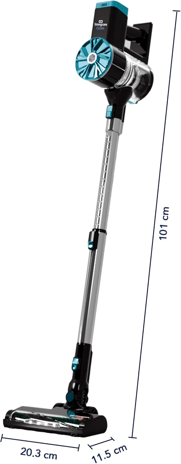 Strongcore Clean Cordless Vacuum Cleaner Rechargeable Battery, Multi-Tool Included Stick Vacuum with HEPA Filter, Self-Standing Design, LED Lights & Adjustable Handle for Home, Carpet and Hard Floors