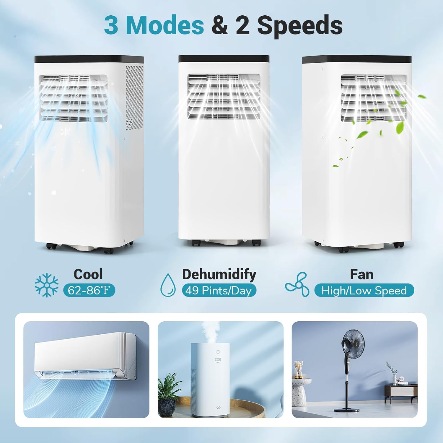 DORTALA Portable Air Conditioner 10000 BTU, 3-in-1 AC Unit with Remote Control, Dehumidifier, 24H Timer, Window Kit, Stand Up AC for 450 Sq.FT Bedroom, Dorm