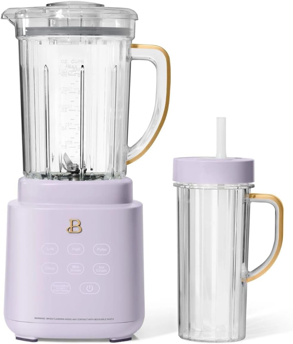 Beautiful PowerExact Blender, PrecisionSense™ Tech, 3 Speeds, 4 Presets, 50oz BPA-Free Jar, 20oz To-Go Cup, No Drippy Sippy™ Lid, Auto-Clean, Dishwasher Safe, Ice Crush & Smoothies (Lavender)