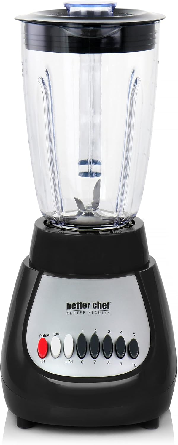 Better Chef Classic 10-speed Blender | 6-cup | BPA-free Acrylonitrile Styrene Polymer Jar (Black)