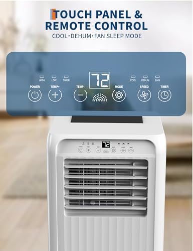 Portable Air Conditioner 8000 BTU - Dehumidifier & Fan – Cooling Up to 300-350 Sq.Ft, Remote Control Portable AC (ASHRAE) Window Installation Kit, Quiet for Bedroom Home (8000 BTU White E)