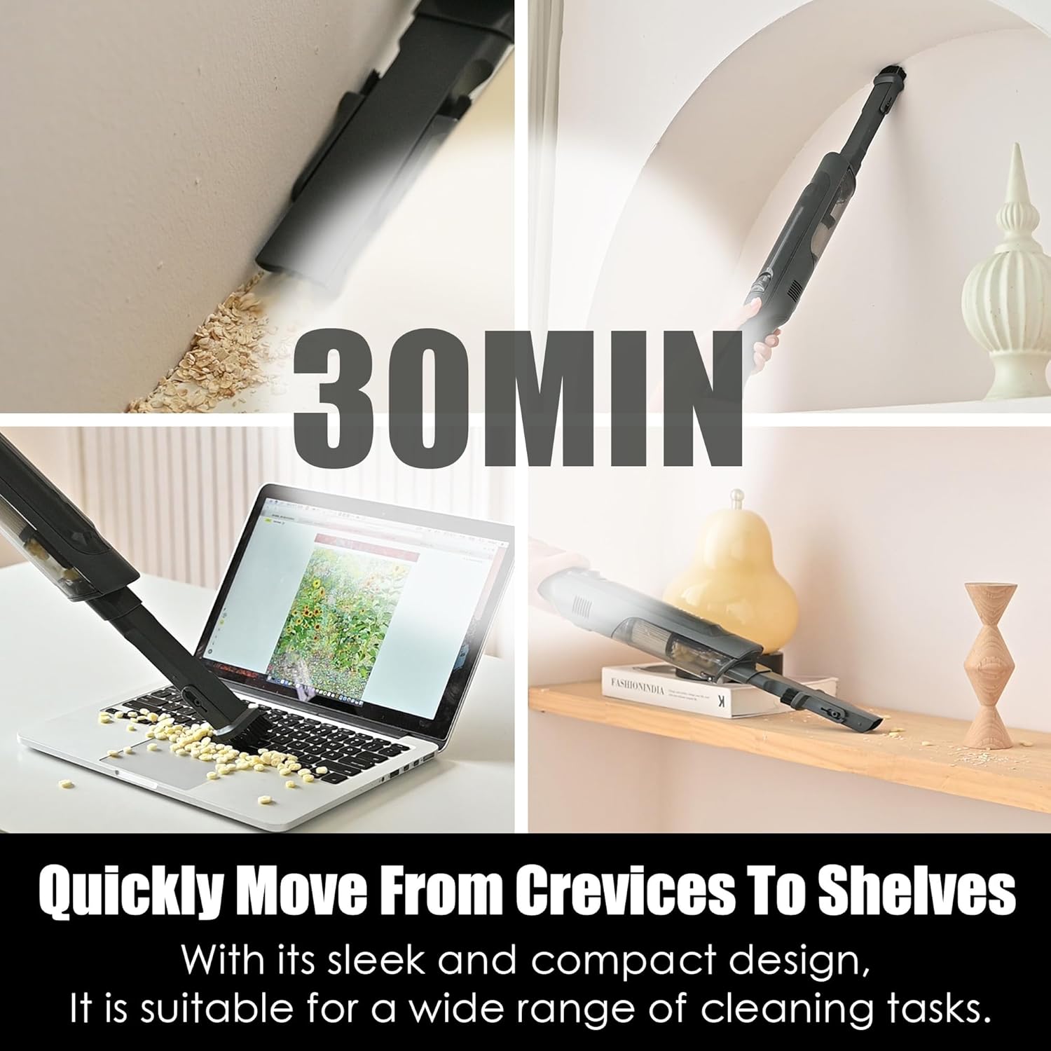 Handheld Vacuum Cordless, Dust Exhausting Installations,Super Lightweight&Powerful Suction with Charging Dock, Portable Mini Car Vac for Home Pet