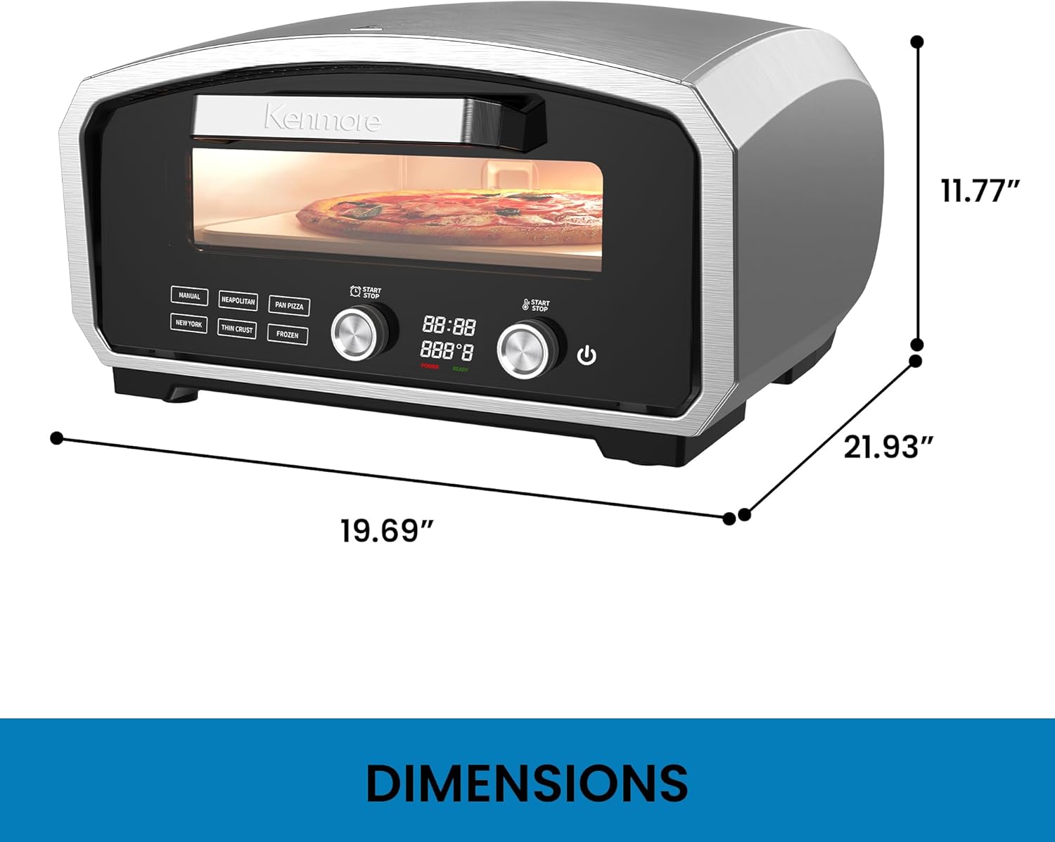 Kenmore indoor/outdoor pizza oven - countertop pellet electric portable ovens, horno para outside restaurant camping to grill solo 13 inch pizzazz