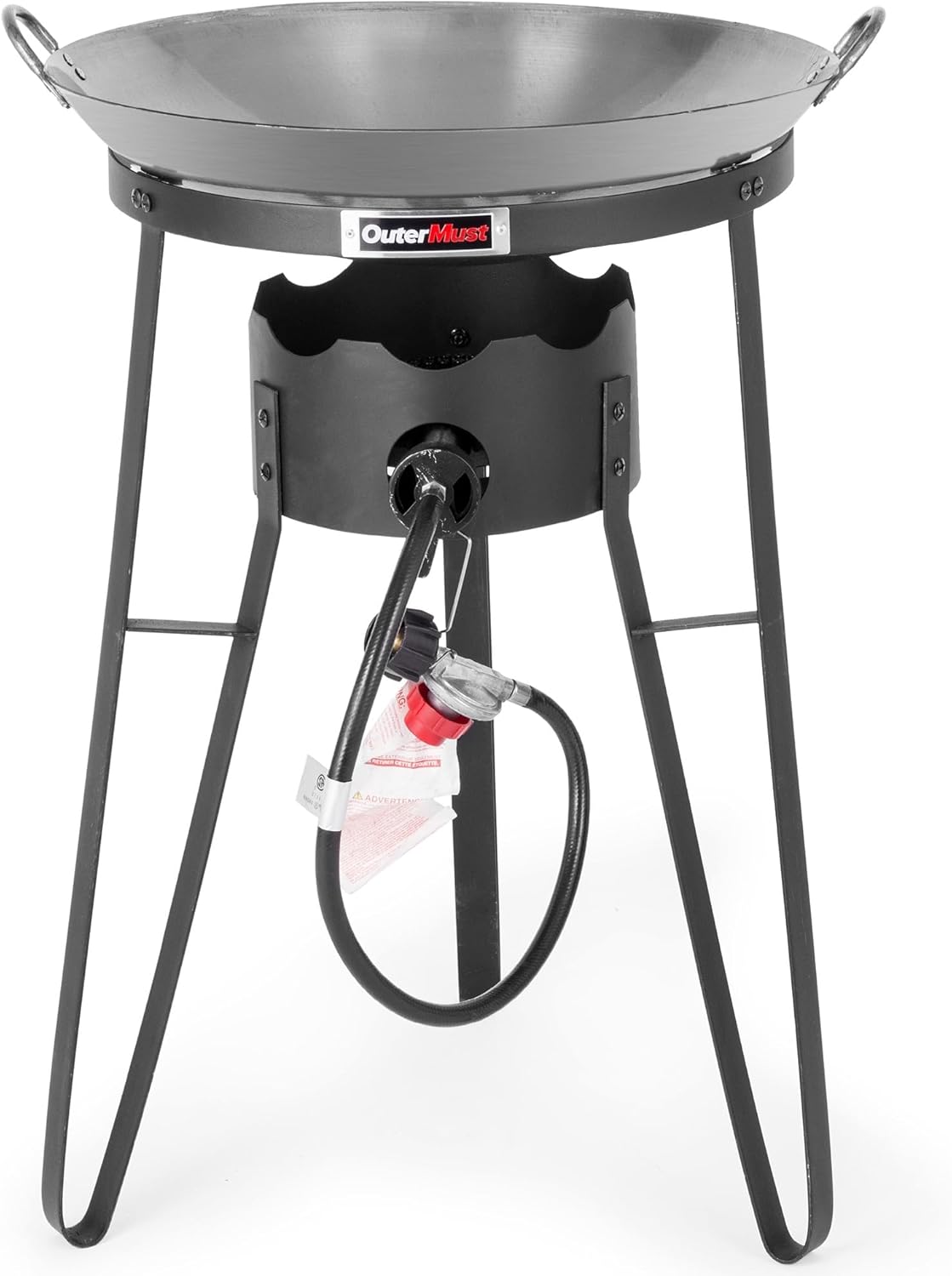 Outdoor Cooker with Iron Wok and Propane Burner, 54,000 BTU High-Pressure Gas Stove for Backyard BBQ, Tailgating & Outdoor Cooking