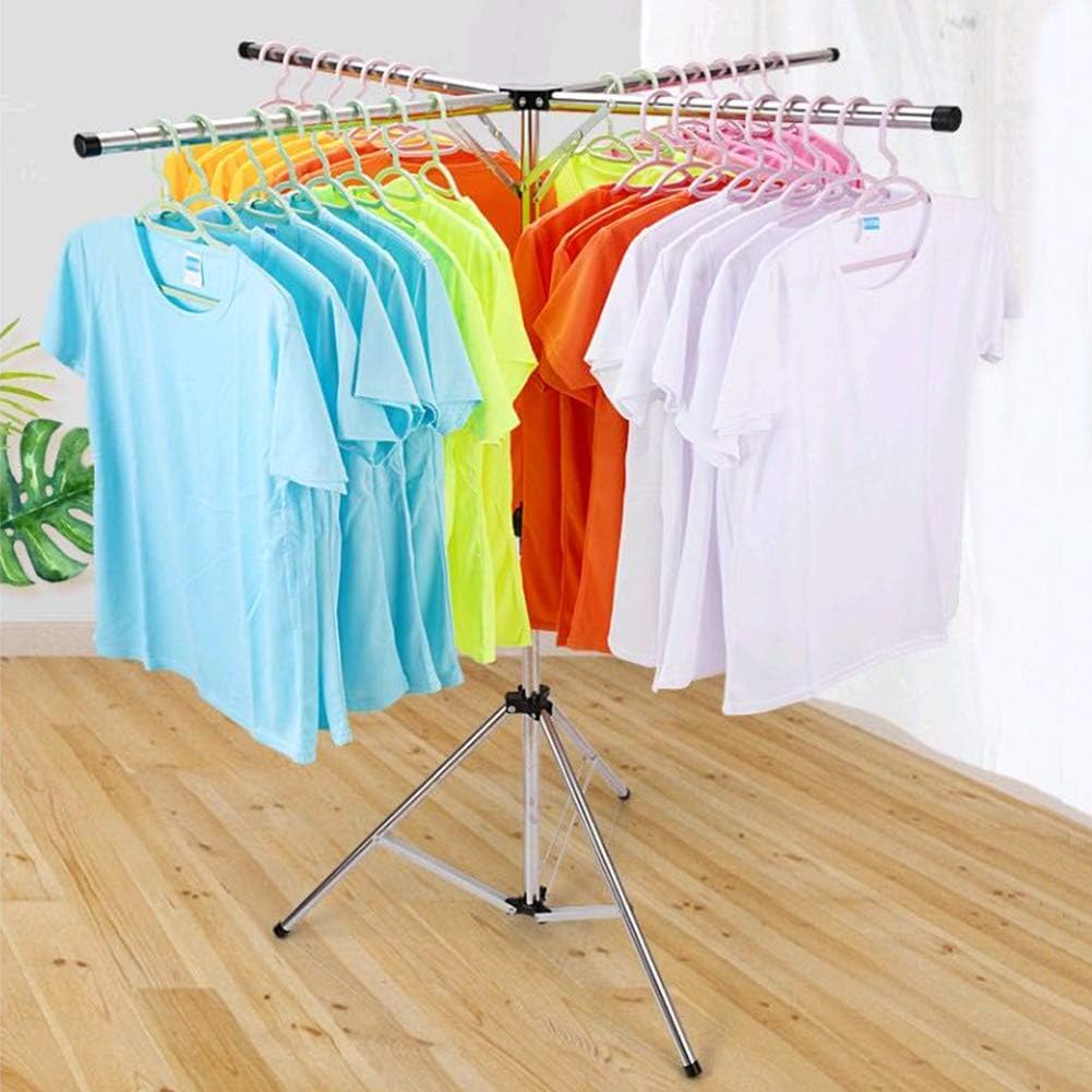 Collapsible Clothes Rack Foldable Portable Space Saving Clothes Drying Rack High Capacity Stainless Steel Laundry Drying Rack with 4 Branches
