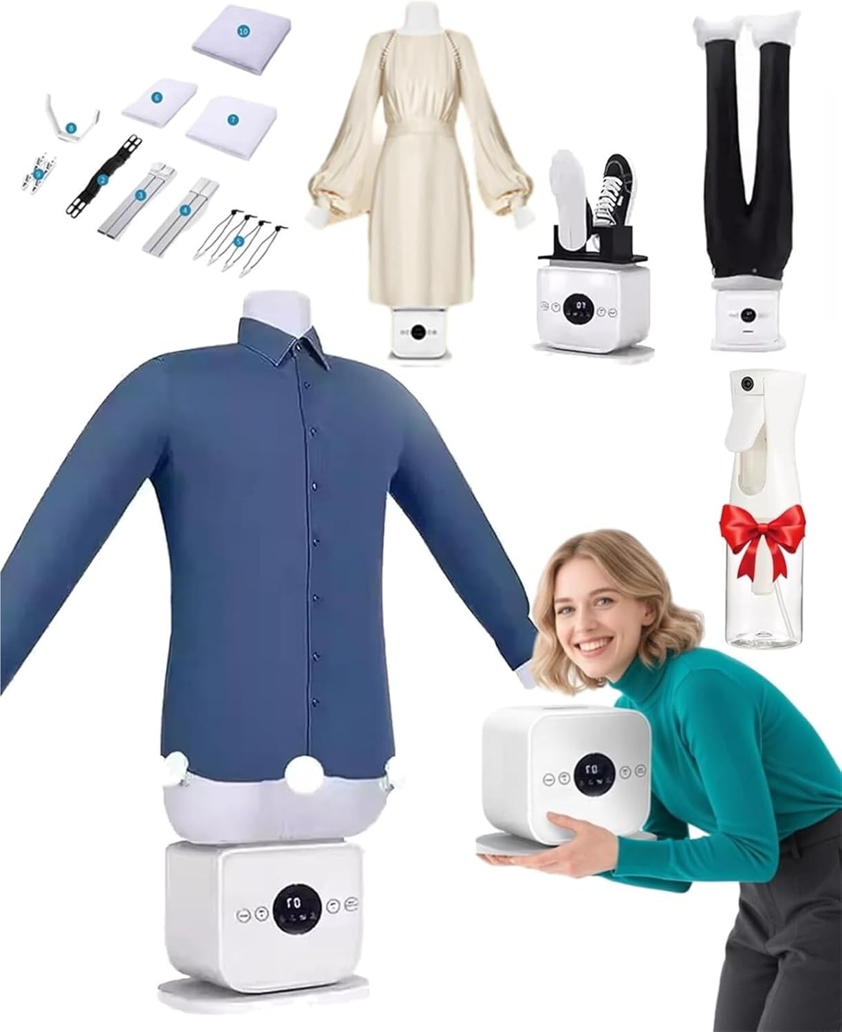 Clothes Iron, Upgraded Touched Automatic Ironing Machine 3.0 for Home, 360° Hands Free, 8 Minutes Quick Ironed Dry, Gentle Wrinkle Remover