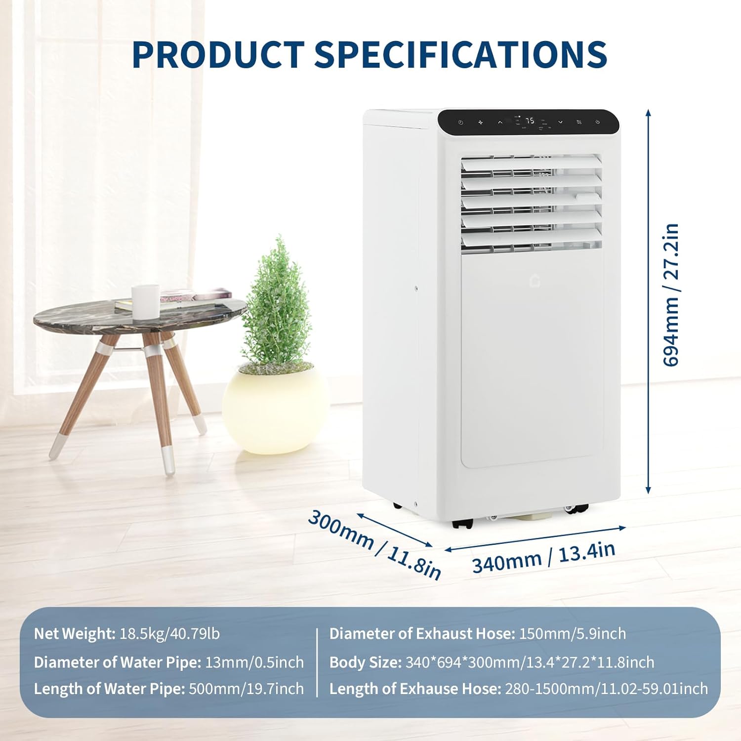2025 New Update 8000 BTU Portable Air Conditioners Cool Up to 350 Sq.Ft,3 IN 1 Portable Ac Unit with Remote Control/LED Display/24Hrs Timer/Window Installation Kit & Low Noise for Home/Hotel/Office