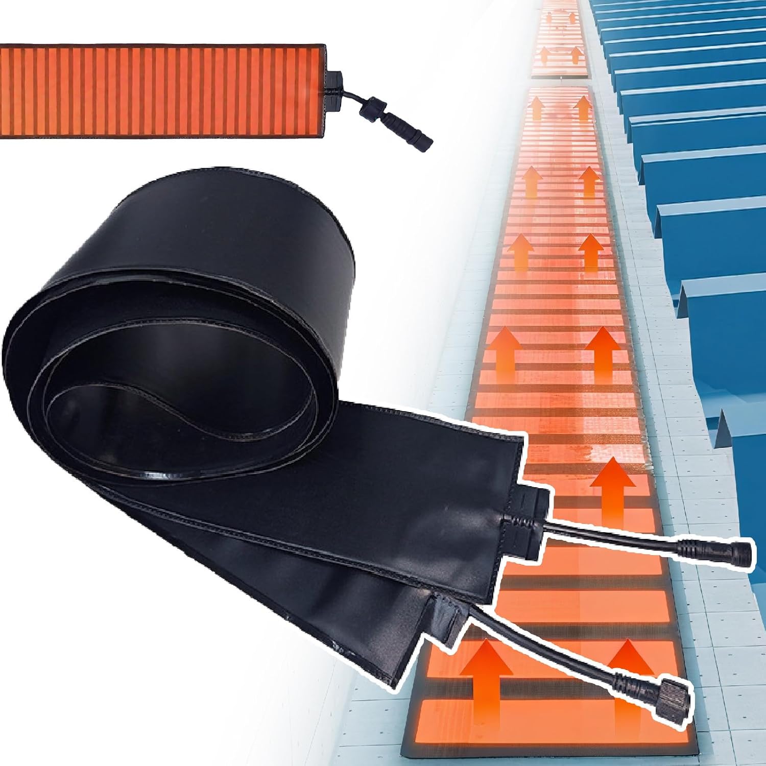 Outdoor Mats Electric Snow Melting Mats/Roof Heat Tape for Ice Dam & Pipe,Multiple Series Connections- Graphene Powered Fast De Icing, PVC Flexible Material Supports Curling 760cm/24.9ft