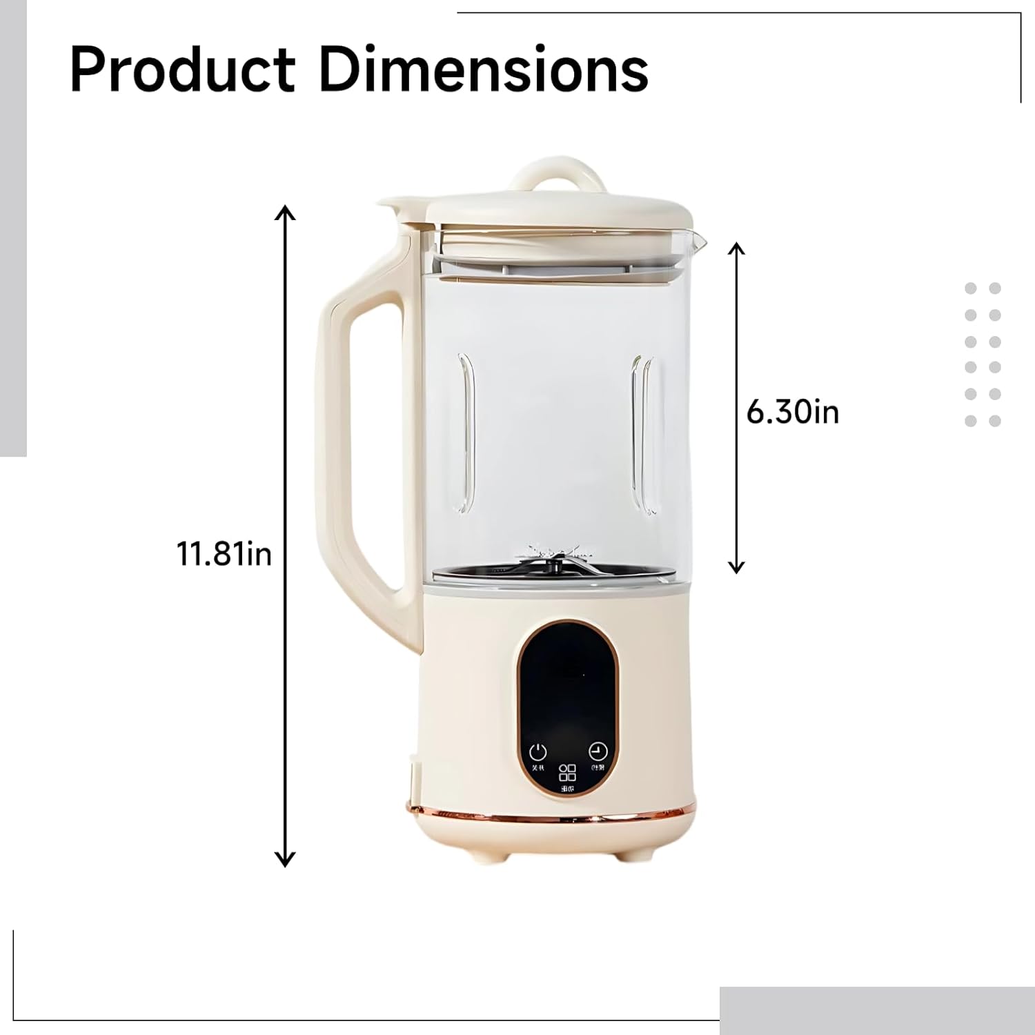 1200 Ml Milk Maker, Beige Smoothie Blender with Self-Cleaning, Six Functions, Quiet Operation, 40.6 Fl Oz, 6.3 X 4.7 X 11.8 in